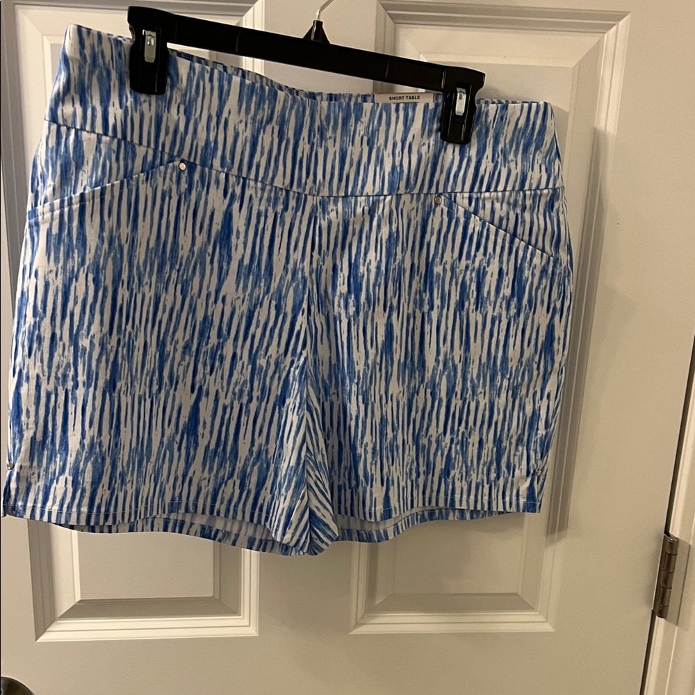 INC International Concepts High Waist Blue and White Women Shorts